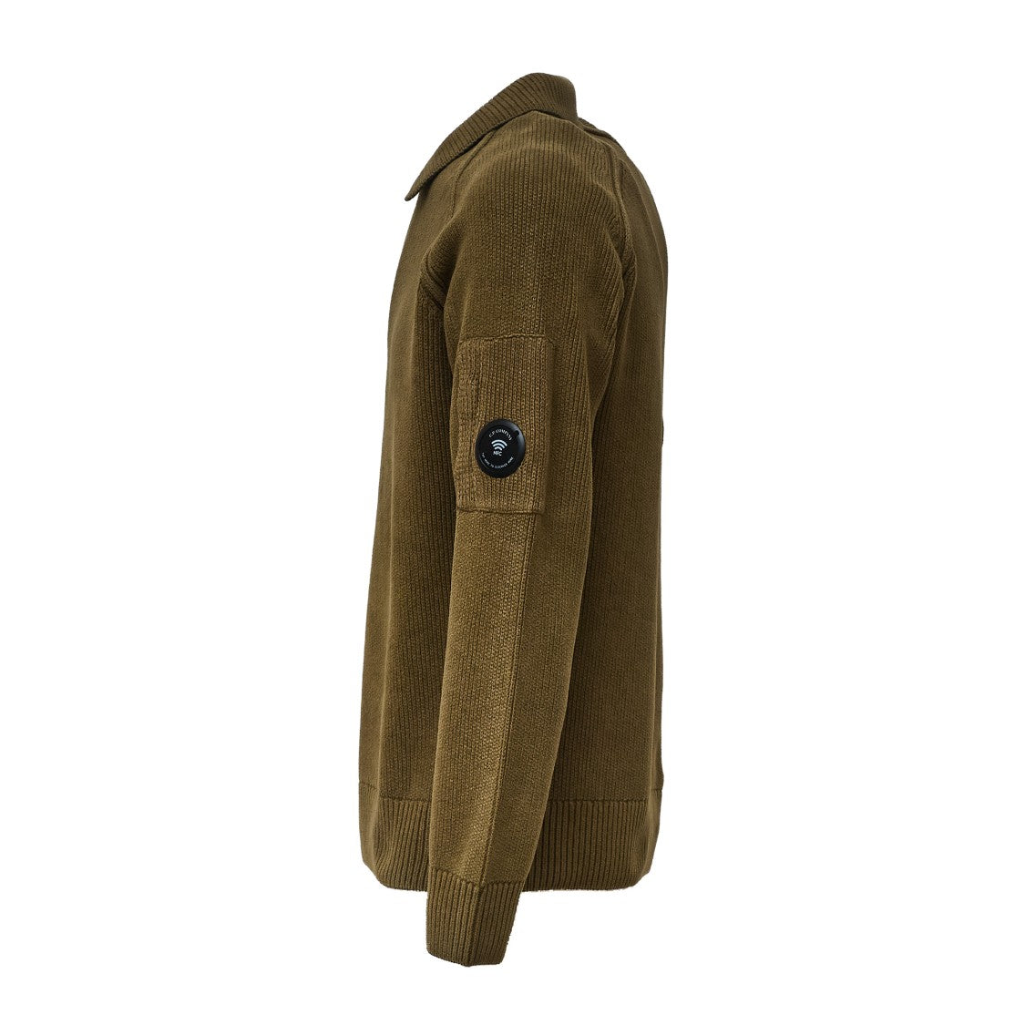 C.P. Company Chenille Cotton Polo Sweater With Ribbed Texture And Pocket Detail