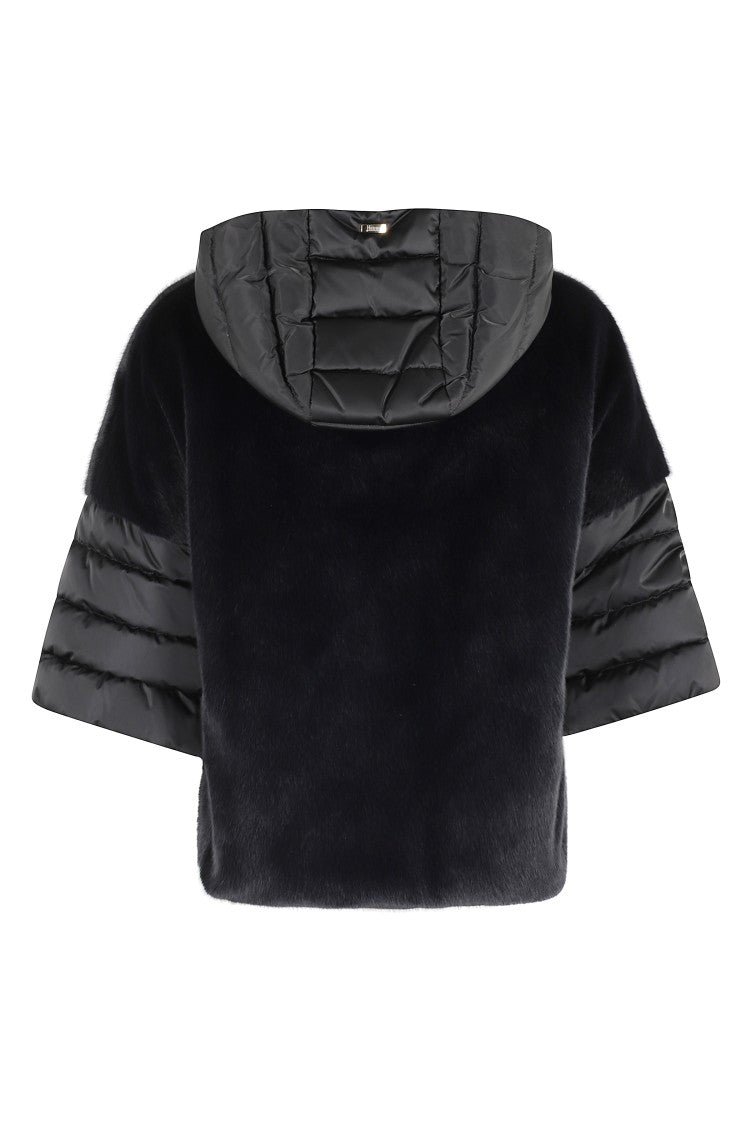 Herno Short Black Cape With Hood