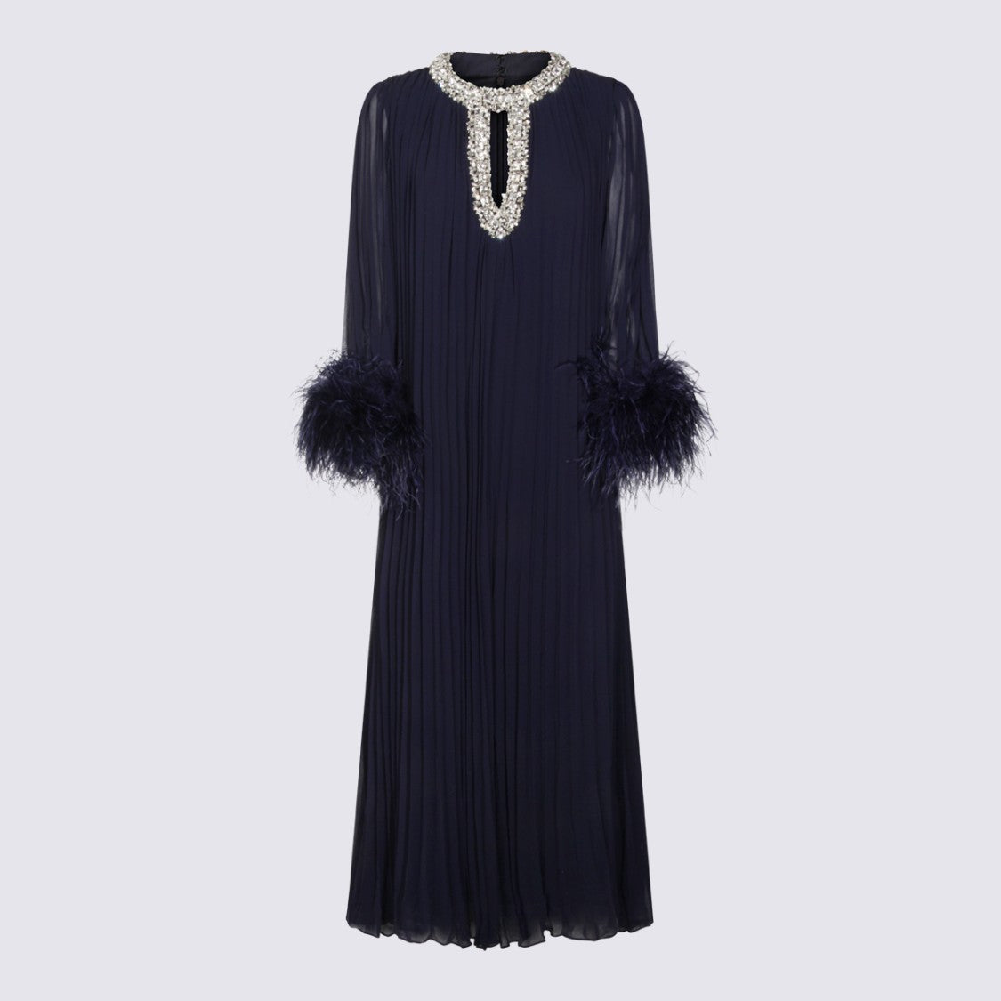 Self-Portrait Navy Crystal-Embellished Maxi Dress