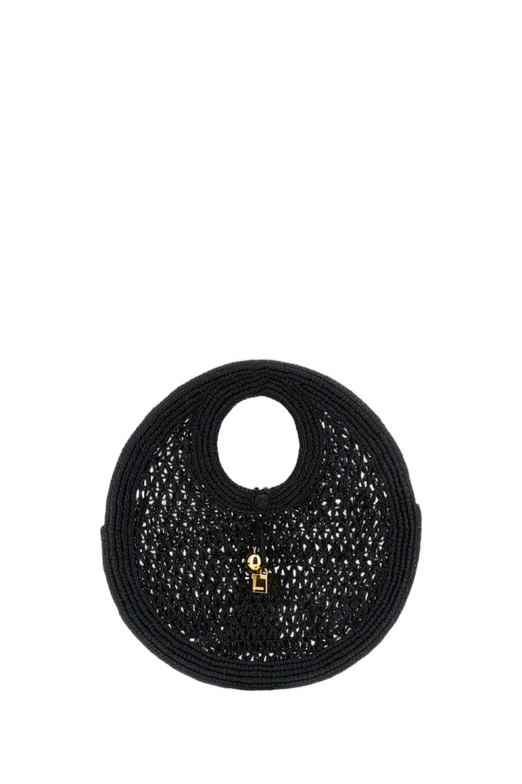 Jacquemus Black Le Petit Rond Spiaggia Raffia Bag