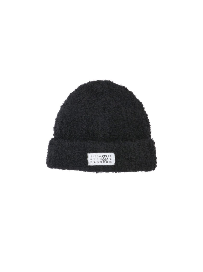 Mm6 By Maison Margiela Black Textured Knit Beanie
