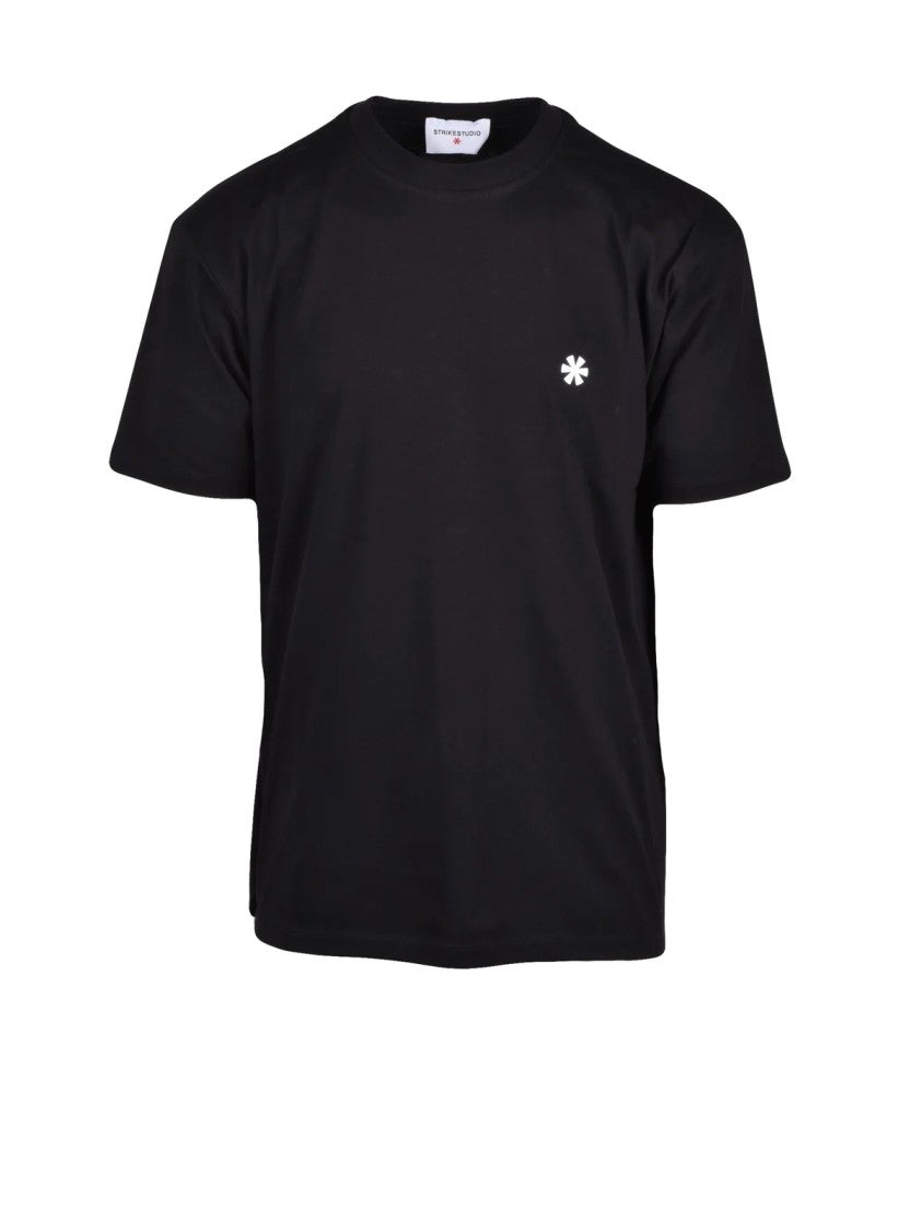Strikestudio Black Cotton Crew Neck T-Shirt