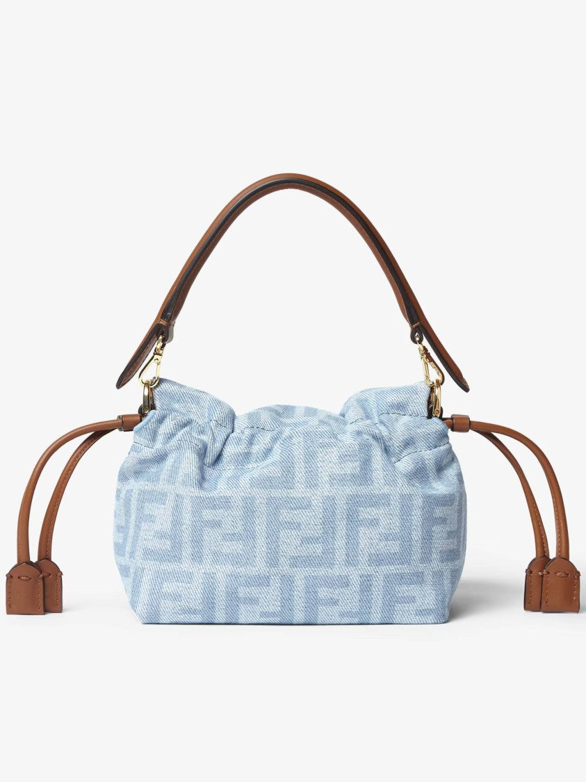 Fendi Soft Rectangular Baguette Bag With Monogram Pattern And Leather Accents