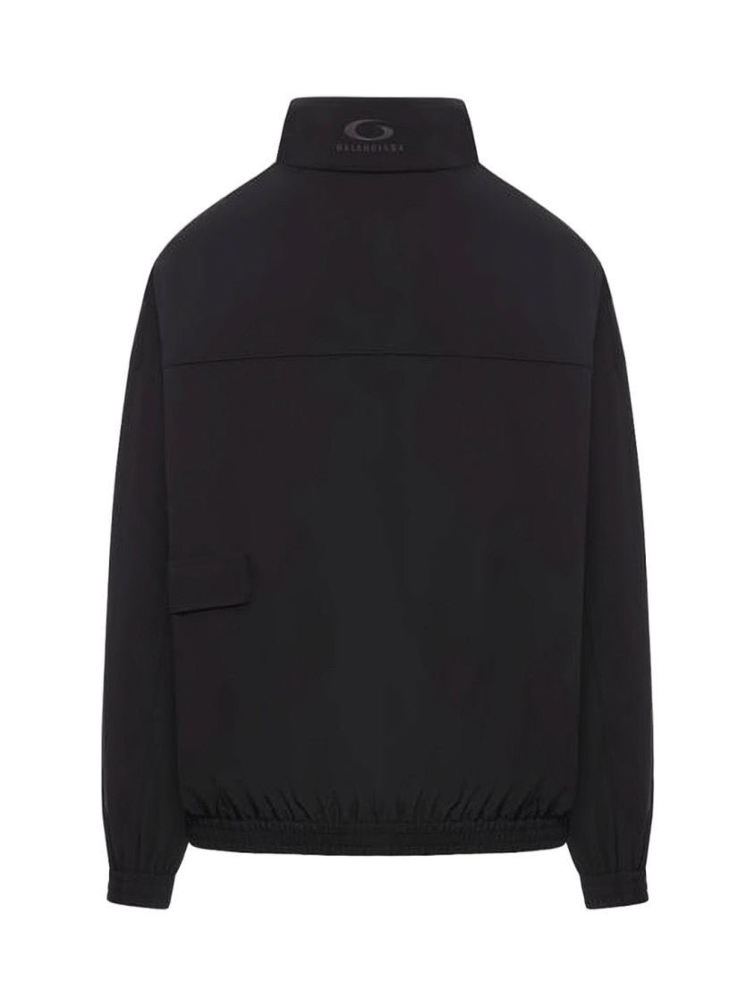 Balenciaga Black Jacket With High Collar And Subtle Logo