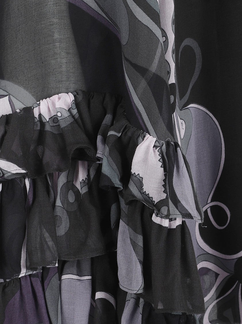 Emilio Pucci Sheer Silk Blouse With Abstract Swirling Pattern