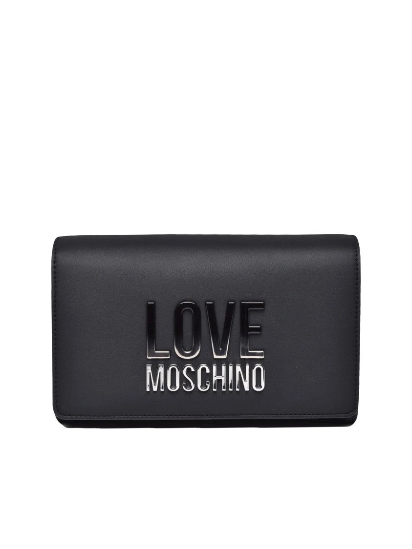 Love Moschino Black Polyurethane Chain Shoulder Bag