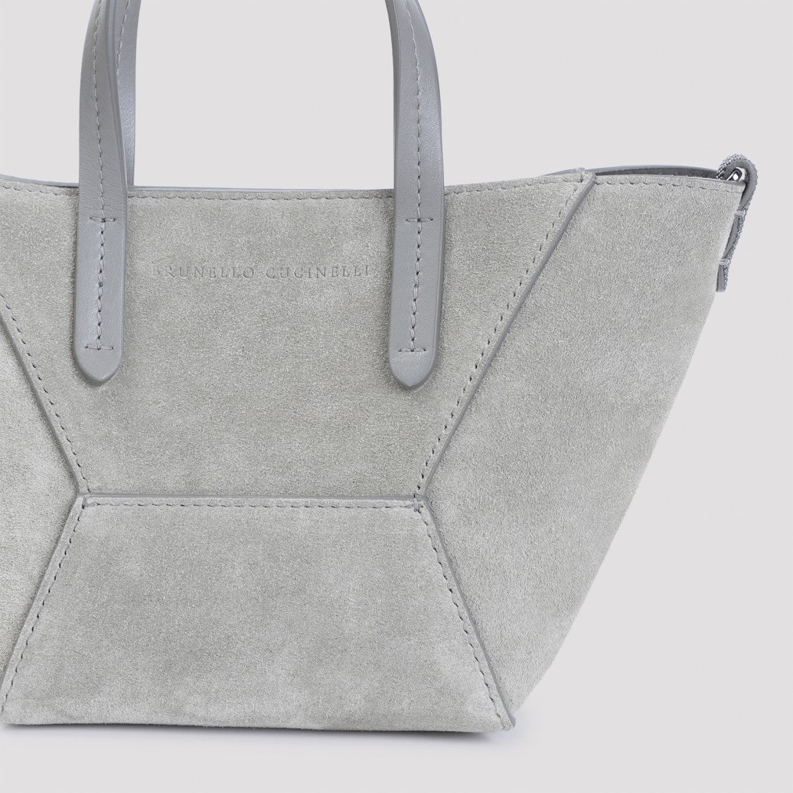 Brunello Cucinelli Grey Suede Shoulder Bag
