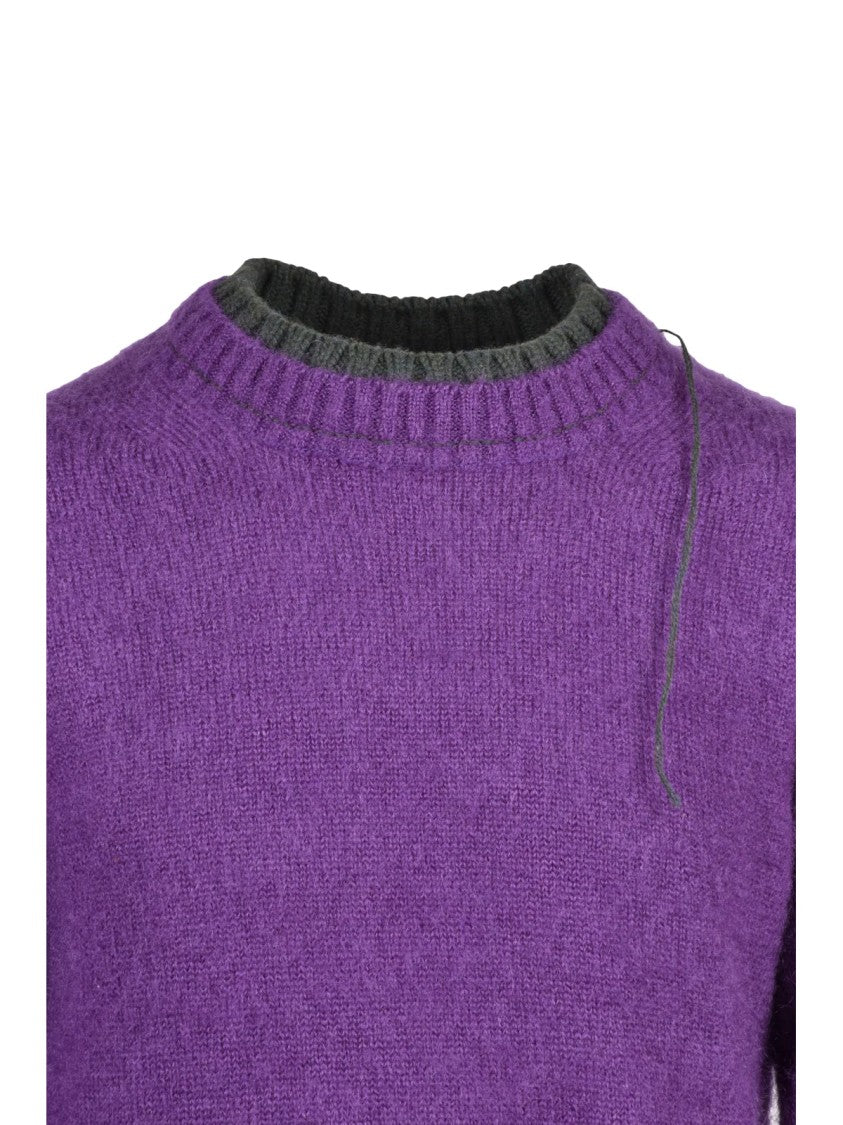 Sacai Purple Voluminous Mohair-Blend Crewneck Sweater
