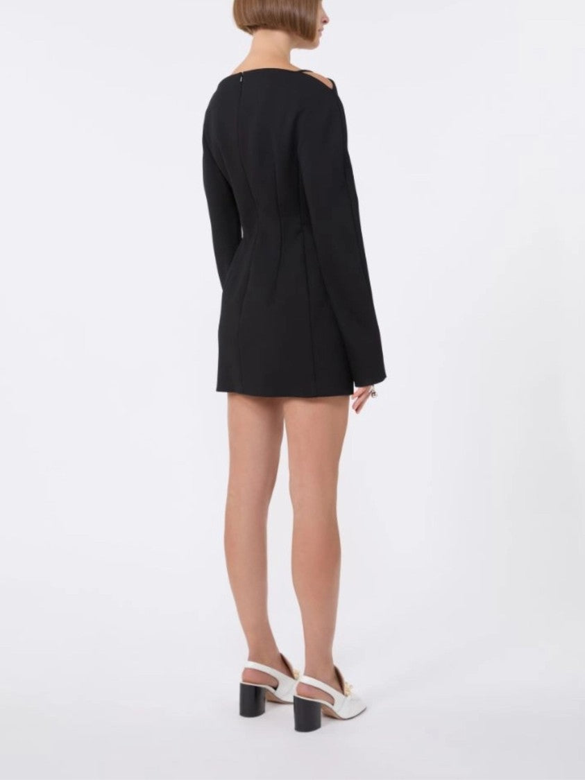 Sportmax Black Hourglass Silhouette Cady Mini Dress