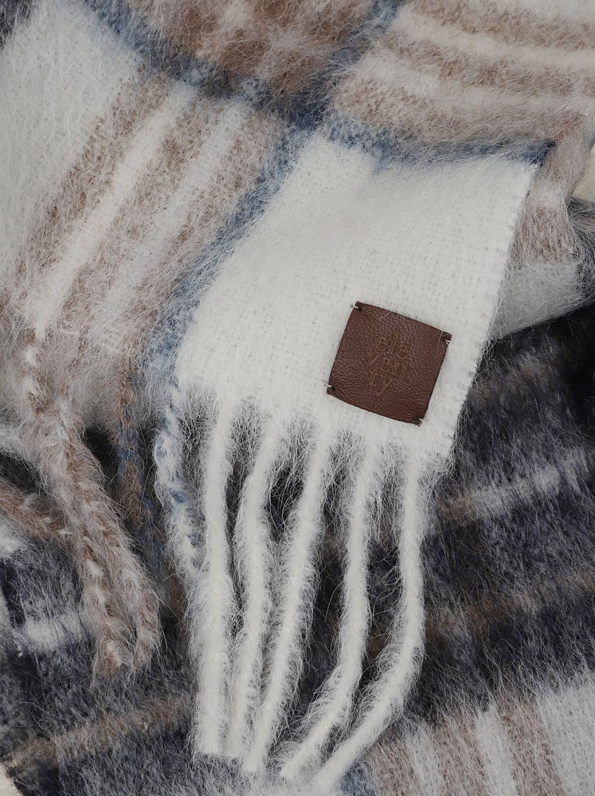 Eleventy Plaid Pattern Alpaca-Wool Blend Scarf