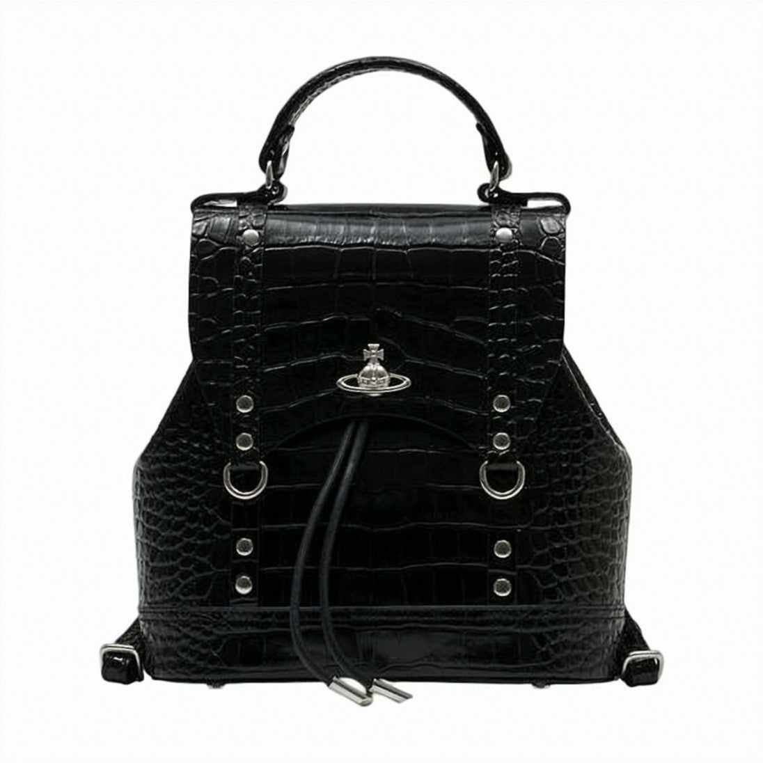 Vivienne Westwood Crocodile-Embossed Leather Backpack With Orb Emblem