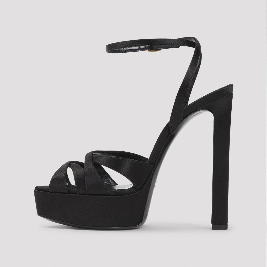 Saint Laurent High-Heeled Platform Sandal With Crisscross Straps