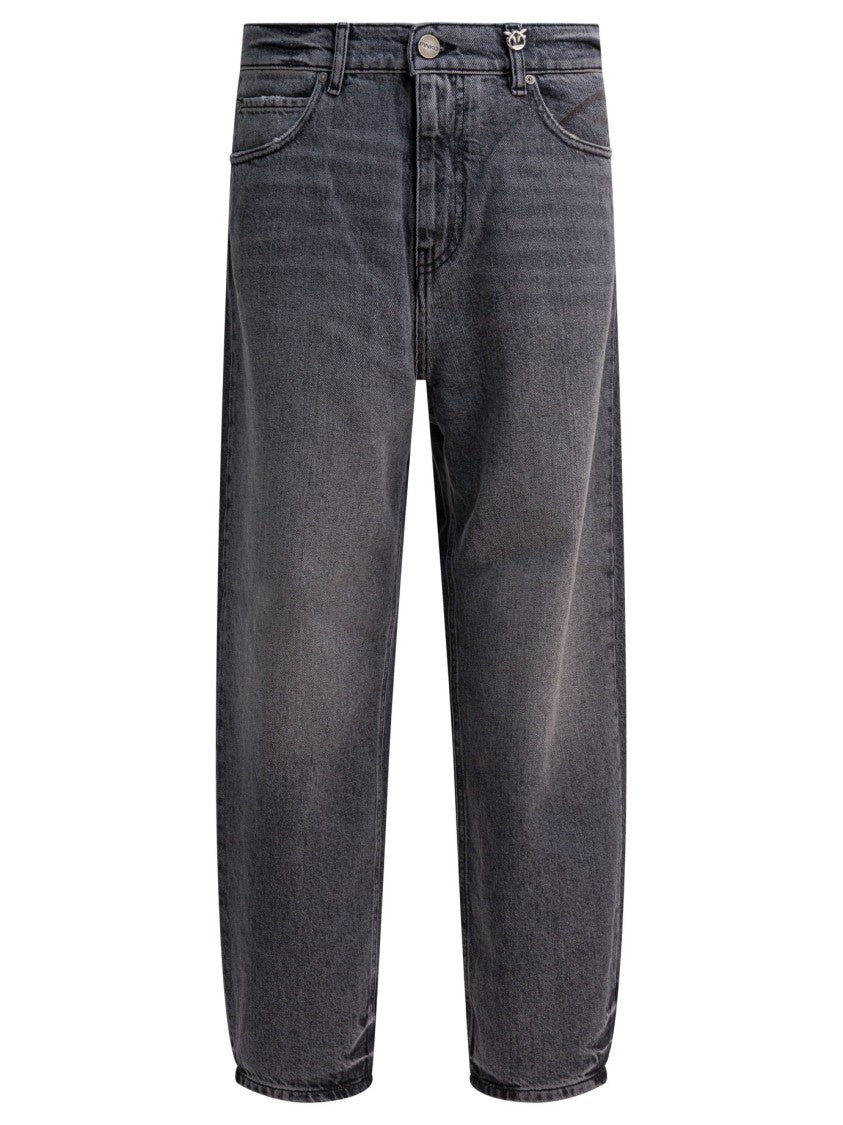 Pinko Balloon-Fit Grey Jeans With Subtle Whiskering