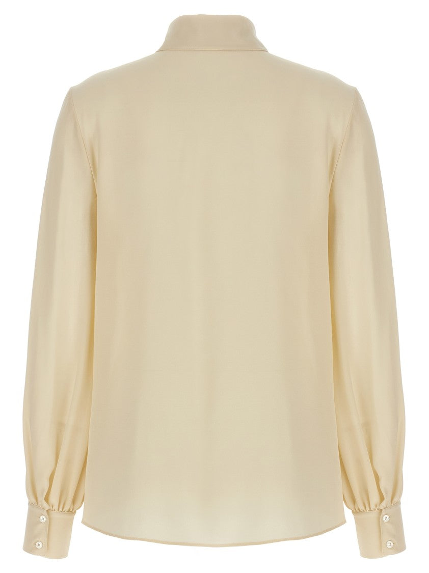 Valentino Garavani Crepe De Chine Shirt With Contrast Bow Snap Closure