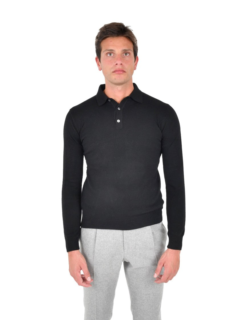 Franzese Collection Classic Long-Sleeved Polo Sweater In Cashmere Blend
