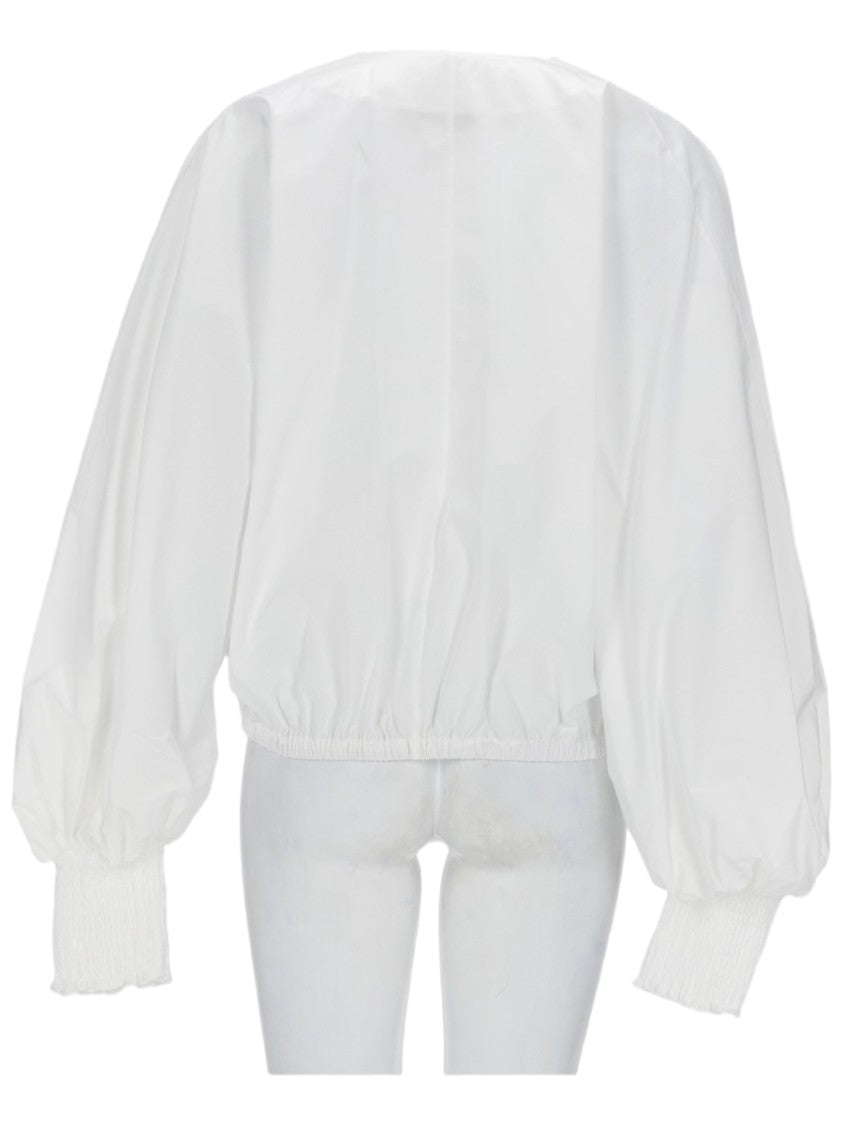 Balmain Voluminous Batwing Sleeve Cotton Blouse