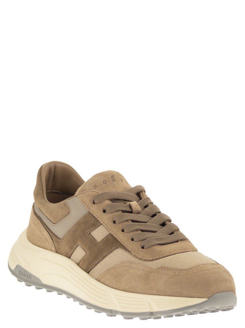 Hogan Fluid Suede And Fabric Sneakers