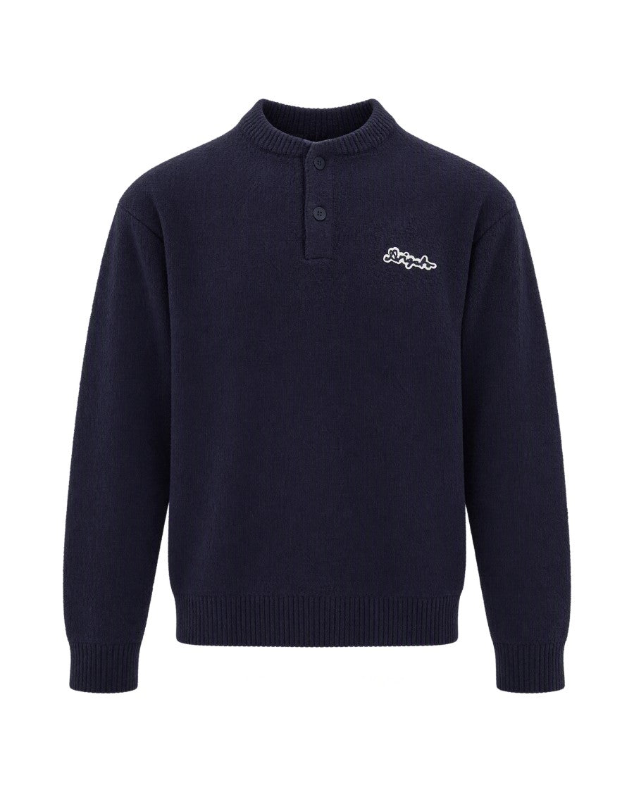 Axel Arigato Navy Textured Cotton-Blend Sweater