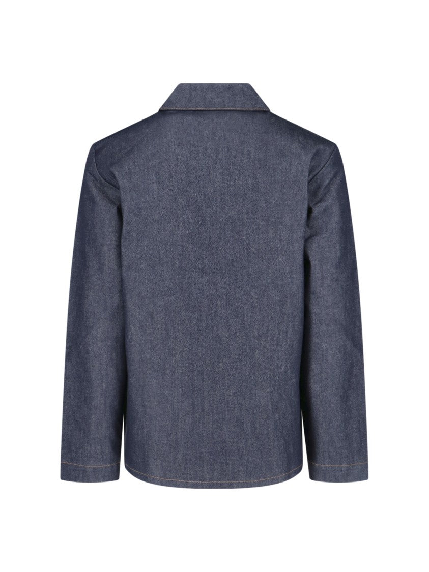 A.P.C. Classic Blue Denim Jacket With Curved Hem