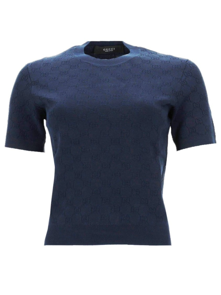 Gucci Jacquard Gg Fitted Viscose Top