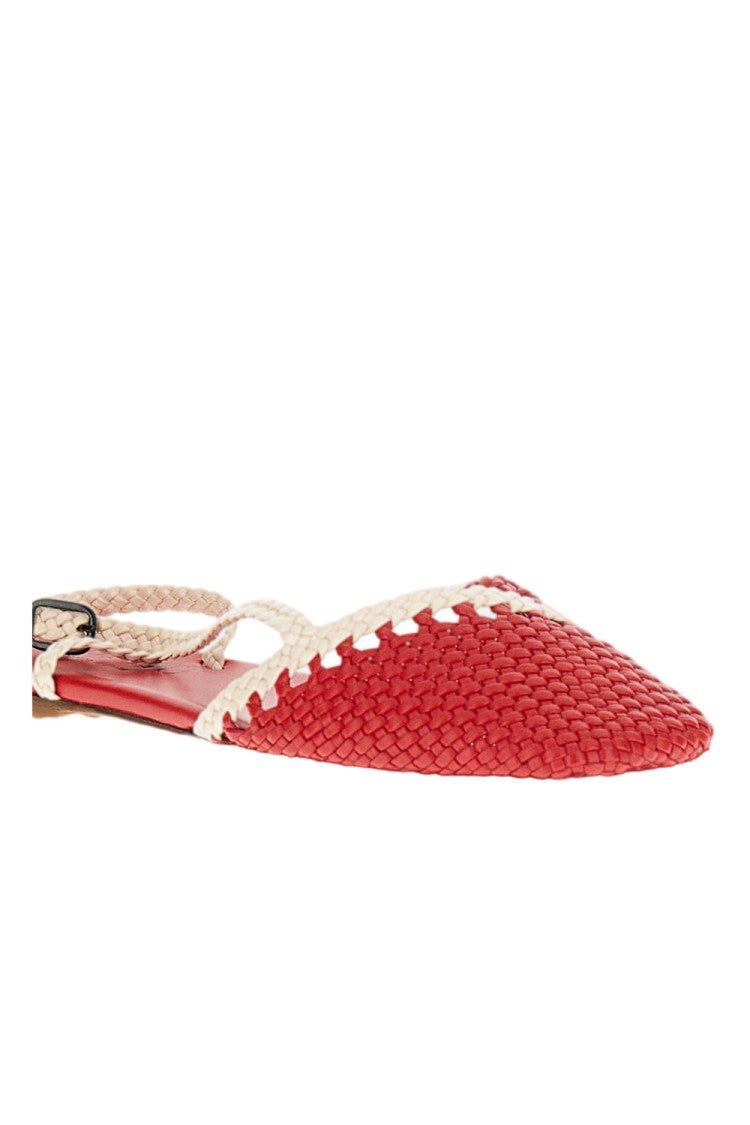 Hereu Woven Leather Slingback Flats With Adjustable Buckle Strap
