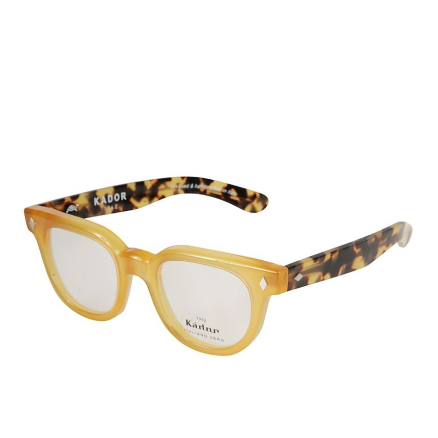 Kador Orbit Translucent Amber Square Frame Sunglasses With Tortoiseshell Arms