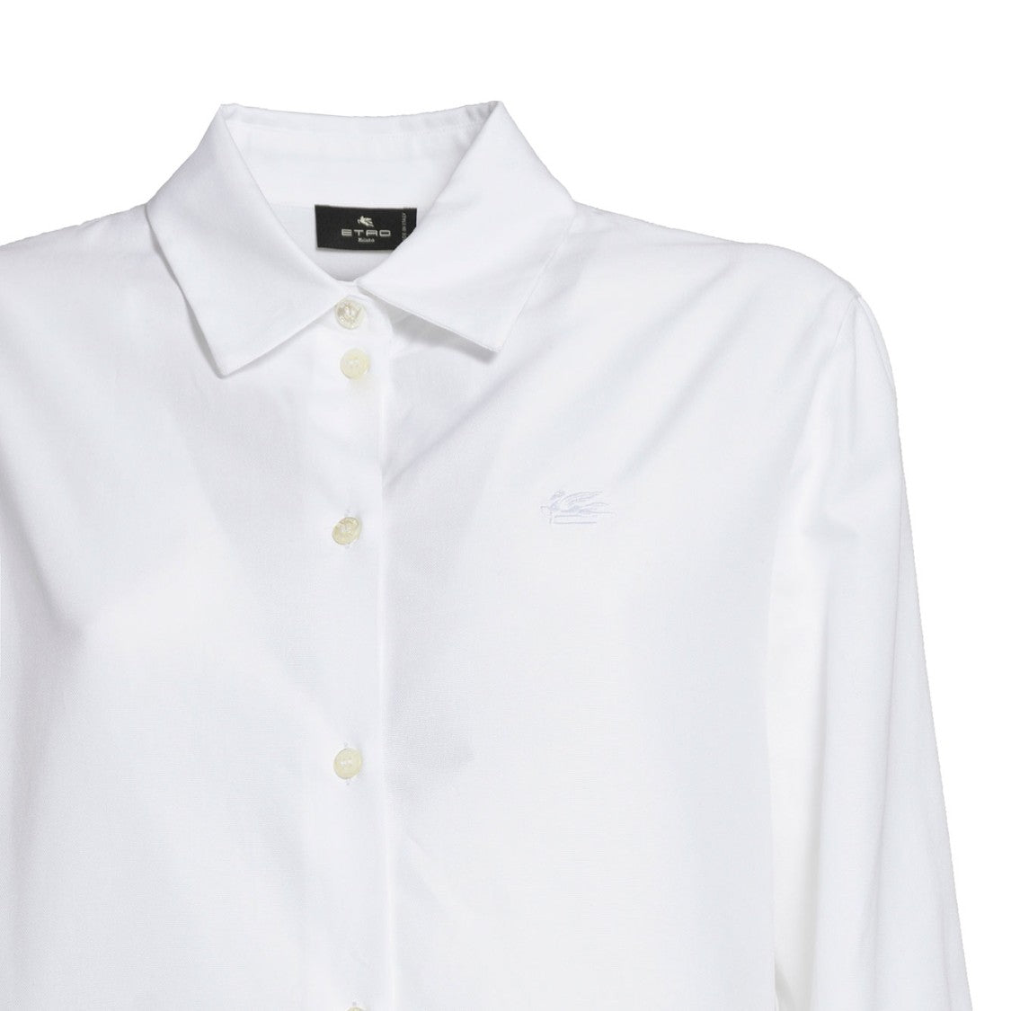 Etro White Cotton Oxford Shirt With Pegasus Embroidery