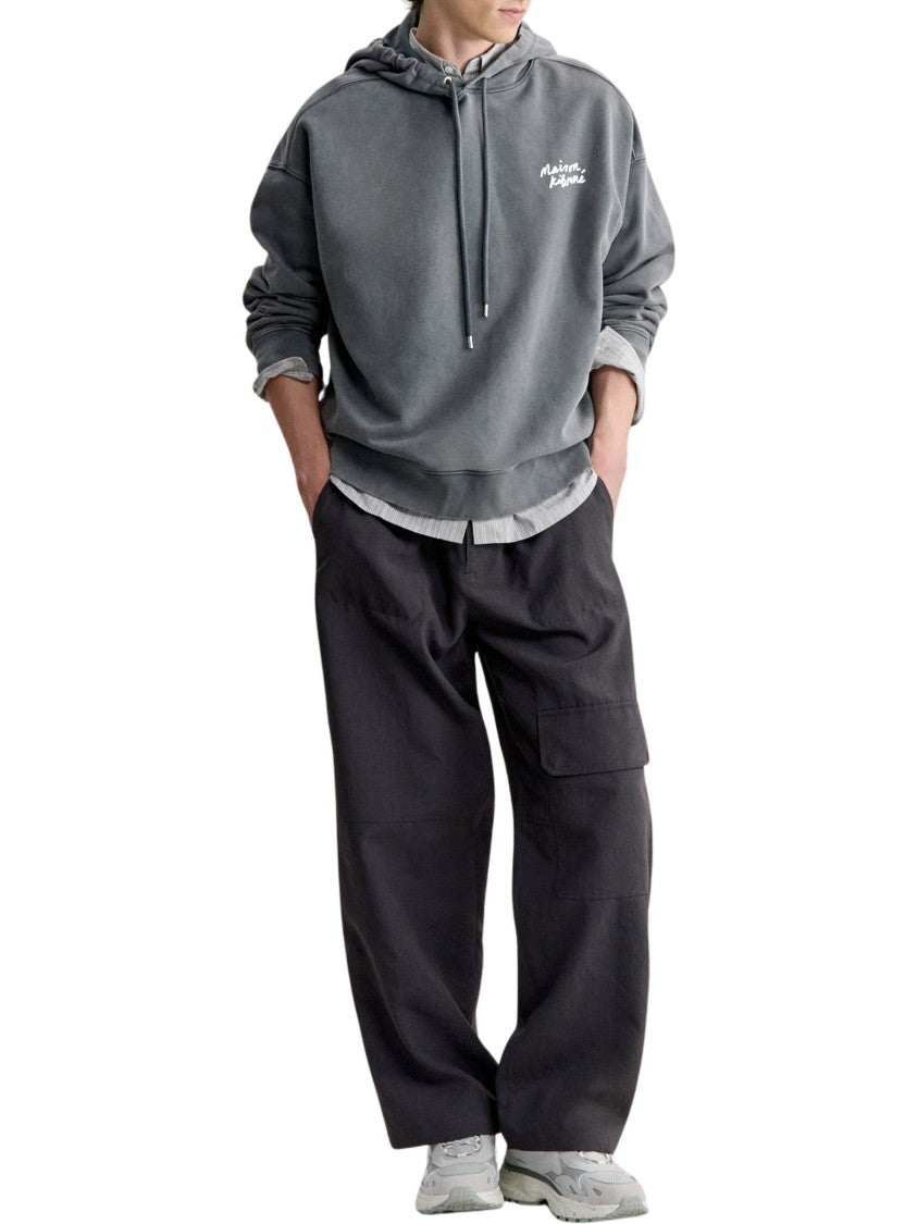 Maison Kitsuné Faded Oversize Hoodie With Artistic Handwritten Detail