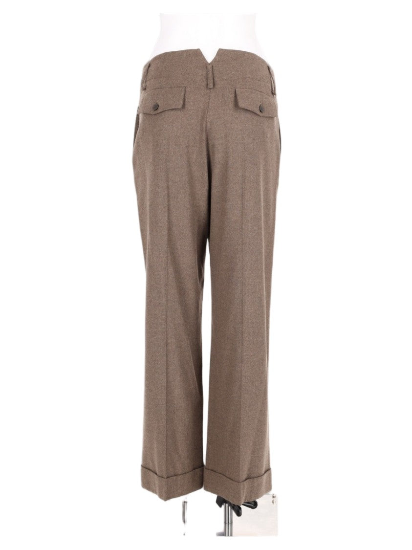 Alysi Brown Tailored Cuffed Straight-Leg Pants