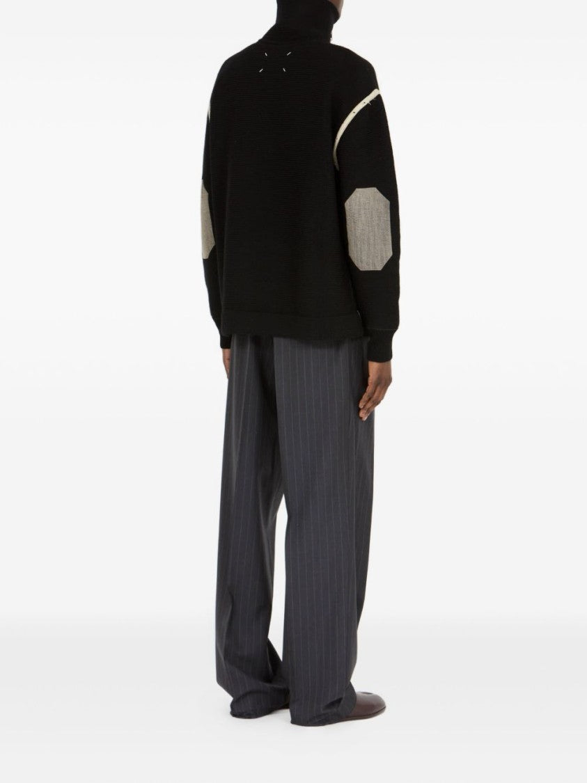 Maison Margiela Half Zip Sweater With High Neck
