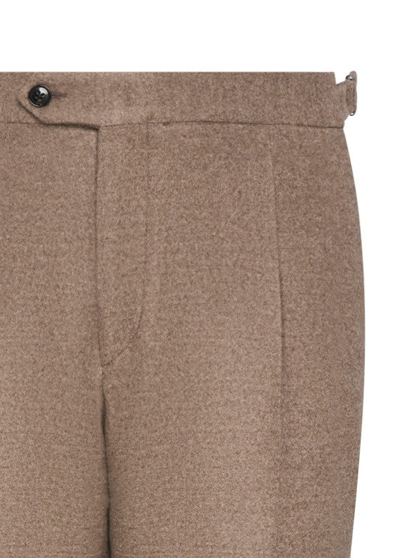 Franzese Collection Tailored Beige Trousers With Double Waistband