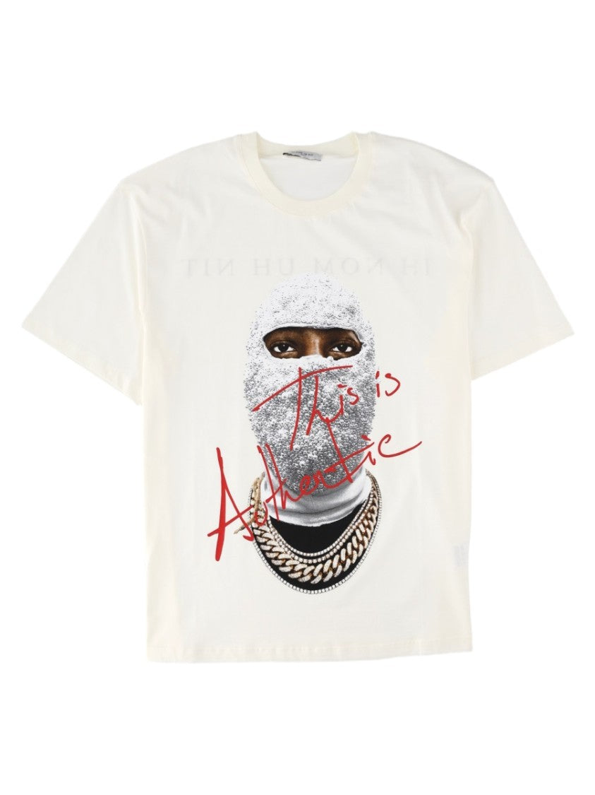 Ih Nom Uh Nit White Graphic Print Textured Relaxed Fit T-Shirt