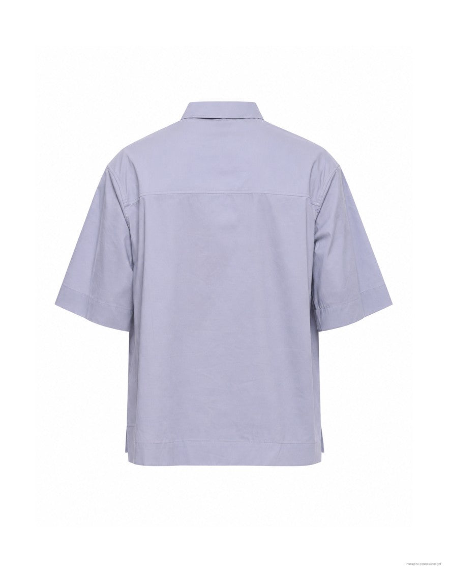 Hevo Light Grey Short Sleeve Cotton Overshirt