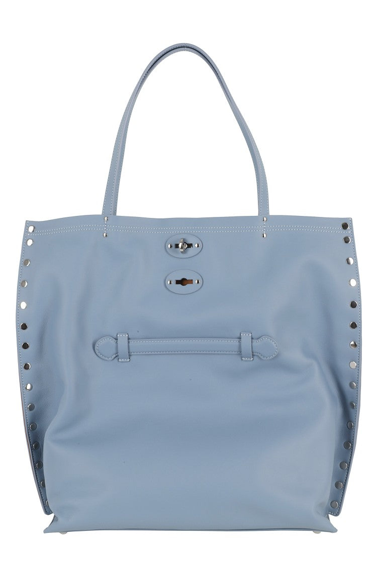 Zanellato Blue A Spasso Saeta Medium Swivel Leather Tote Bag