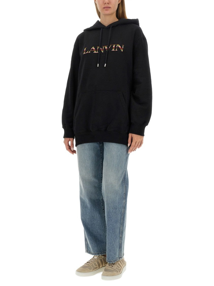Lanvin Relaxed-Fit Black Sweatshirt With Colorful Logo Design