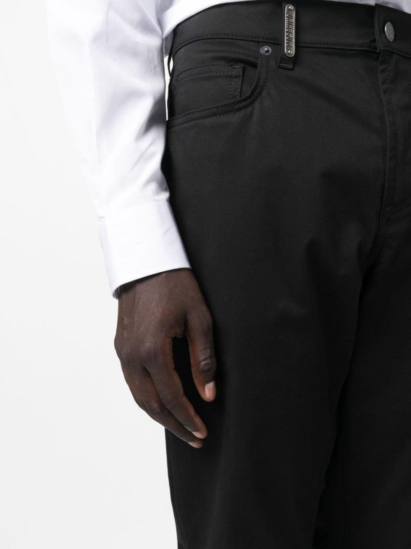 Moschino Mid-Rise Black Stretch-Cotton Trousers