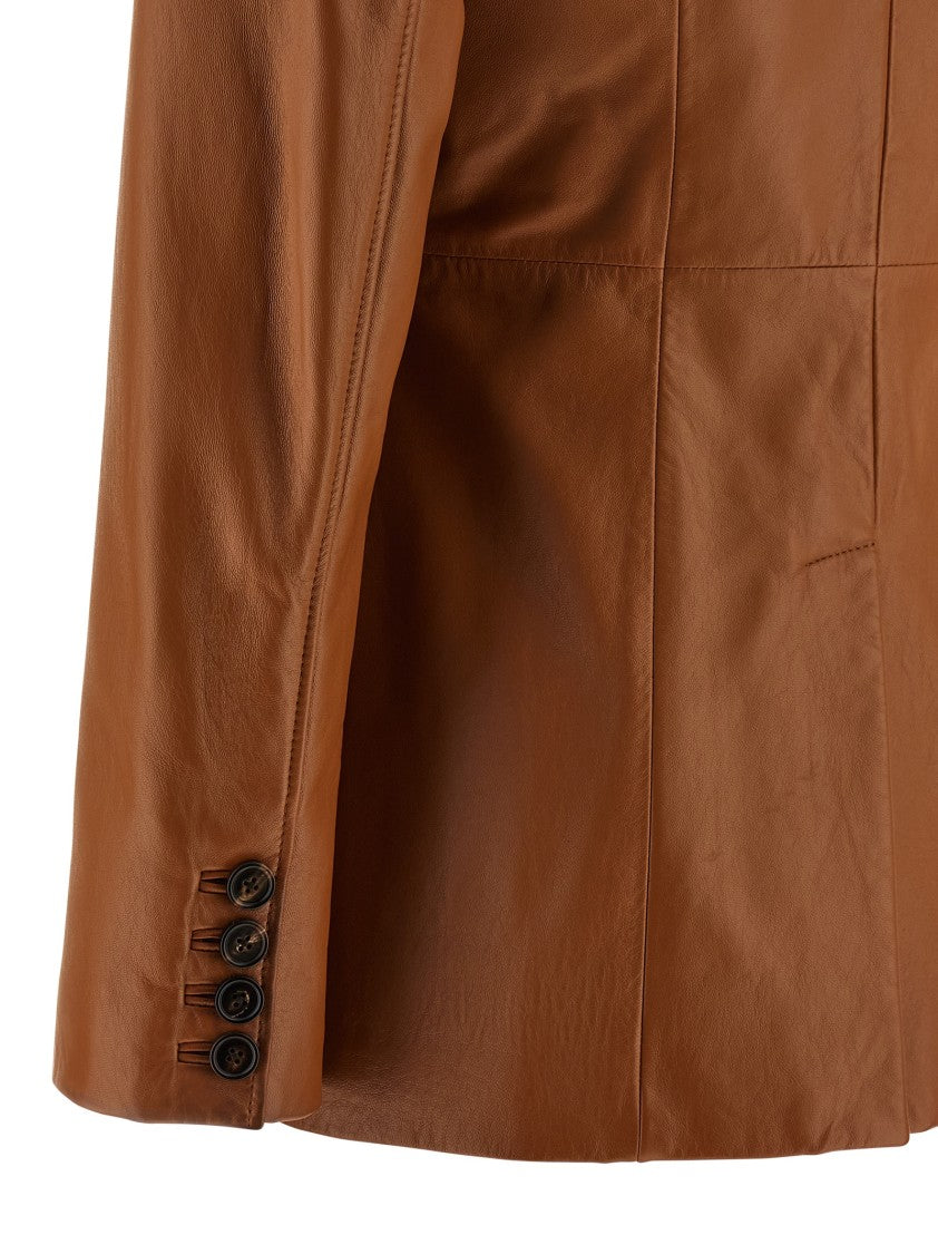 Chloé Single-Breasted Lambskin Blazer With Horn Button Closure
