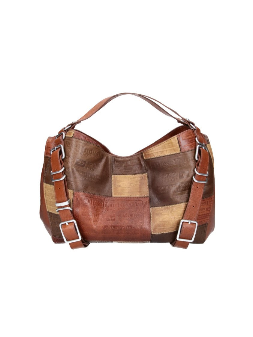 Diesel Brown Patchwork Leather D-One Medium Tote Bag