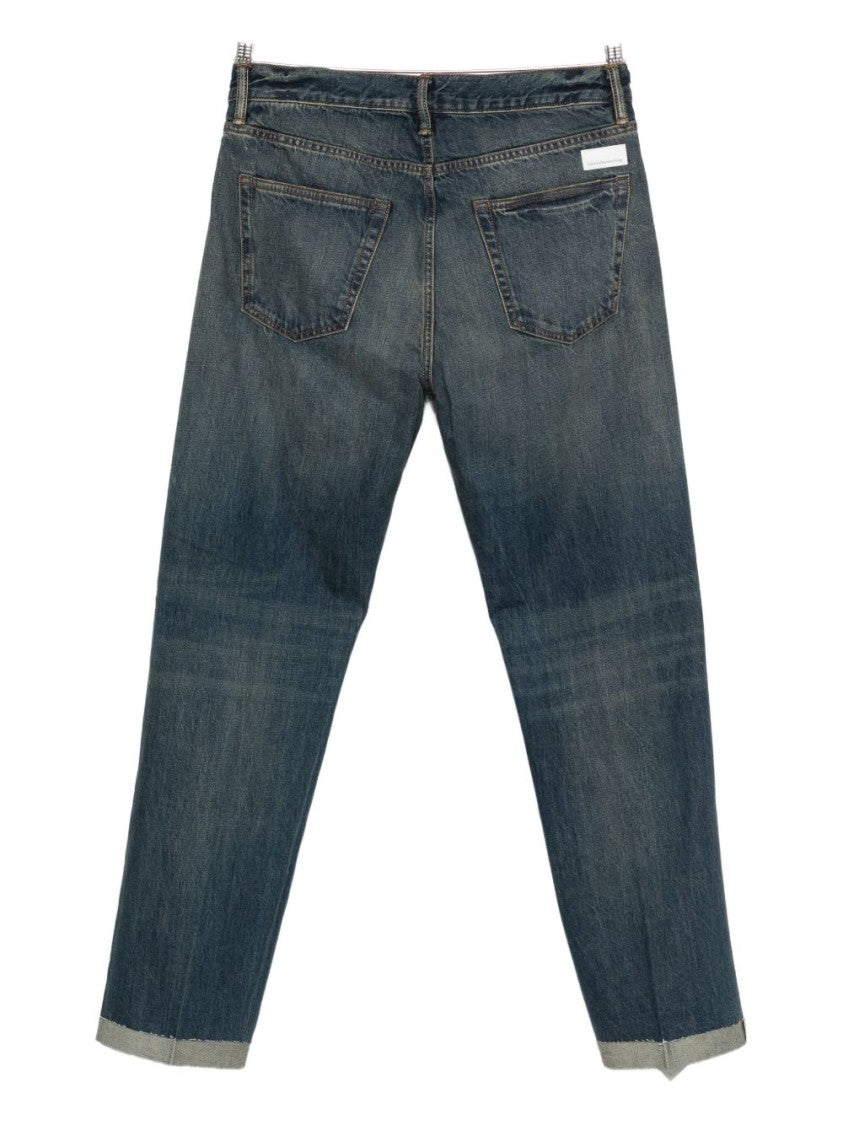 Nine In The Morning Faded Blue Straight-Leg Trousers With Rolled Cuffs