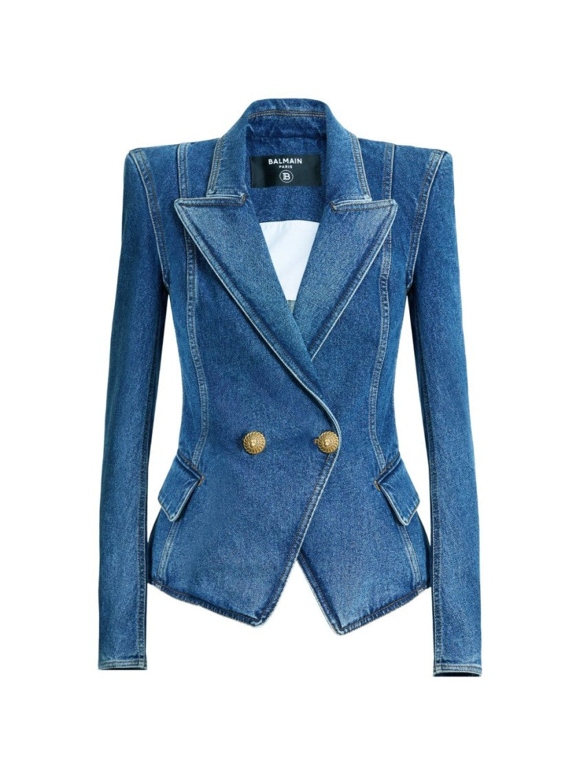 Balmain Structured Denim Jacket With Tailored Fit