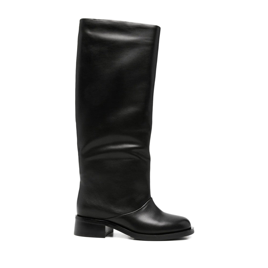 Adrianna Feretti Black Slouched Shaft Leather Boots