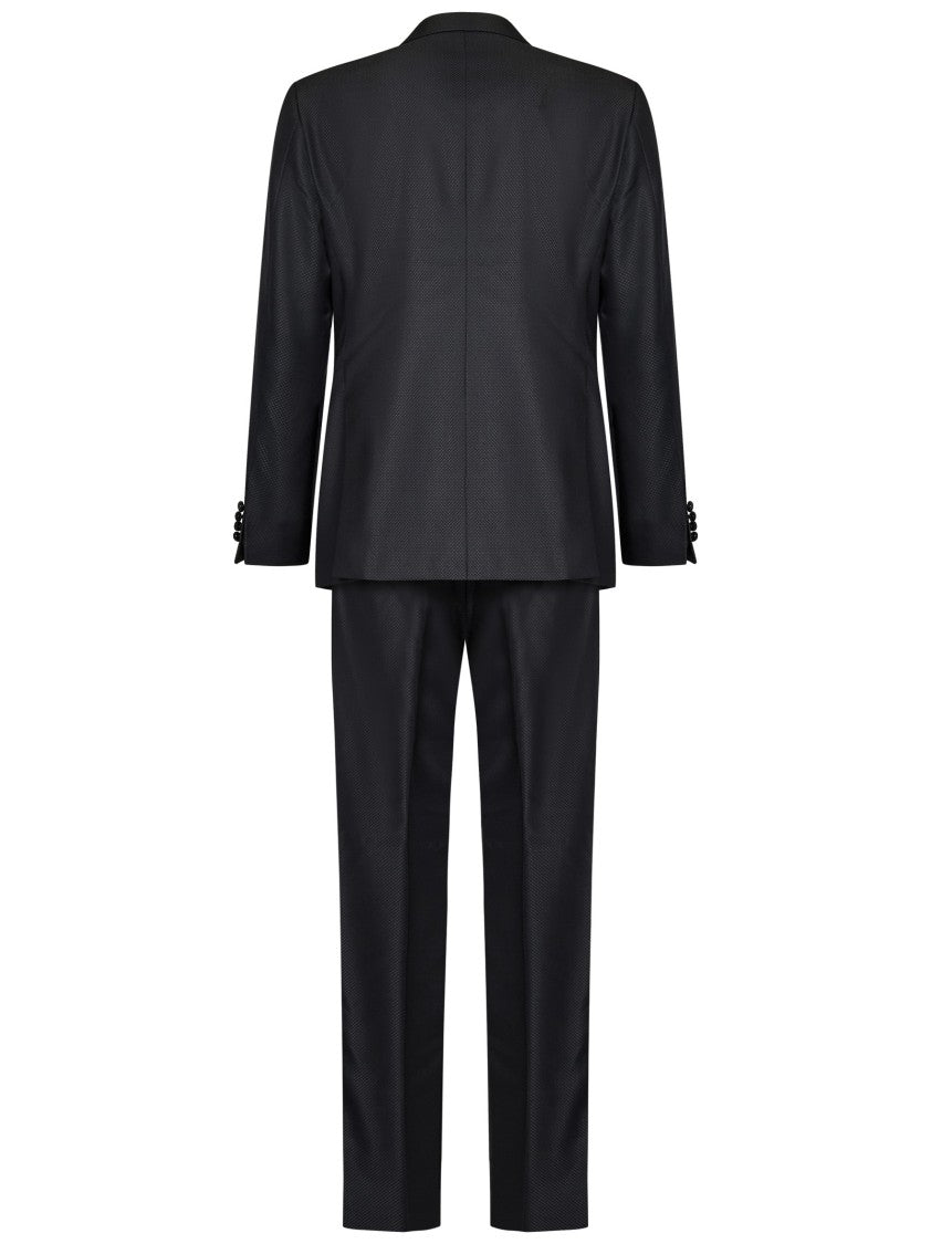 Emporio Armani Black Wool Tuxedo Suit