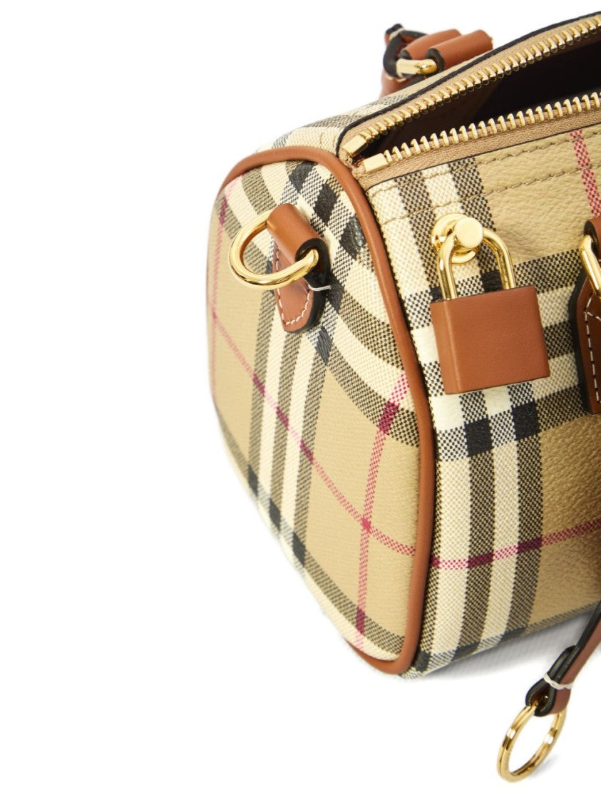 Burberry Cylindrical Handbag With Checkered Pattern