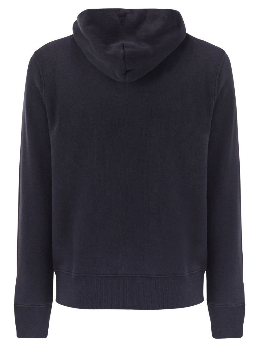 Autry Hooded Sweatshirt With Logo And Ribbed Finishing