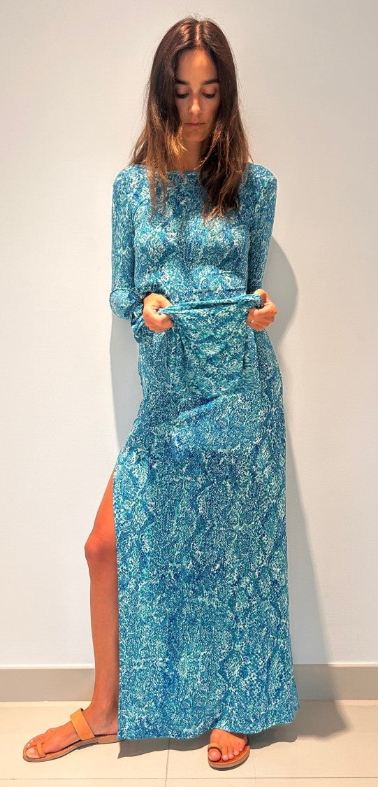 Hawa Made From Love Turquoise Maha Snake Pattern Maxi Dress