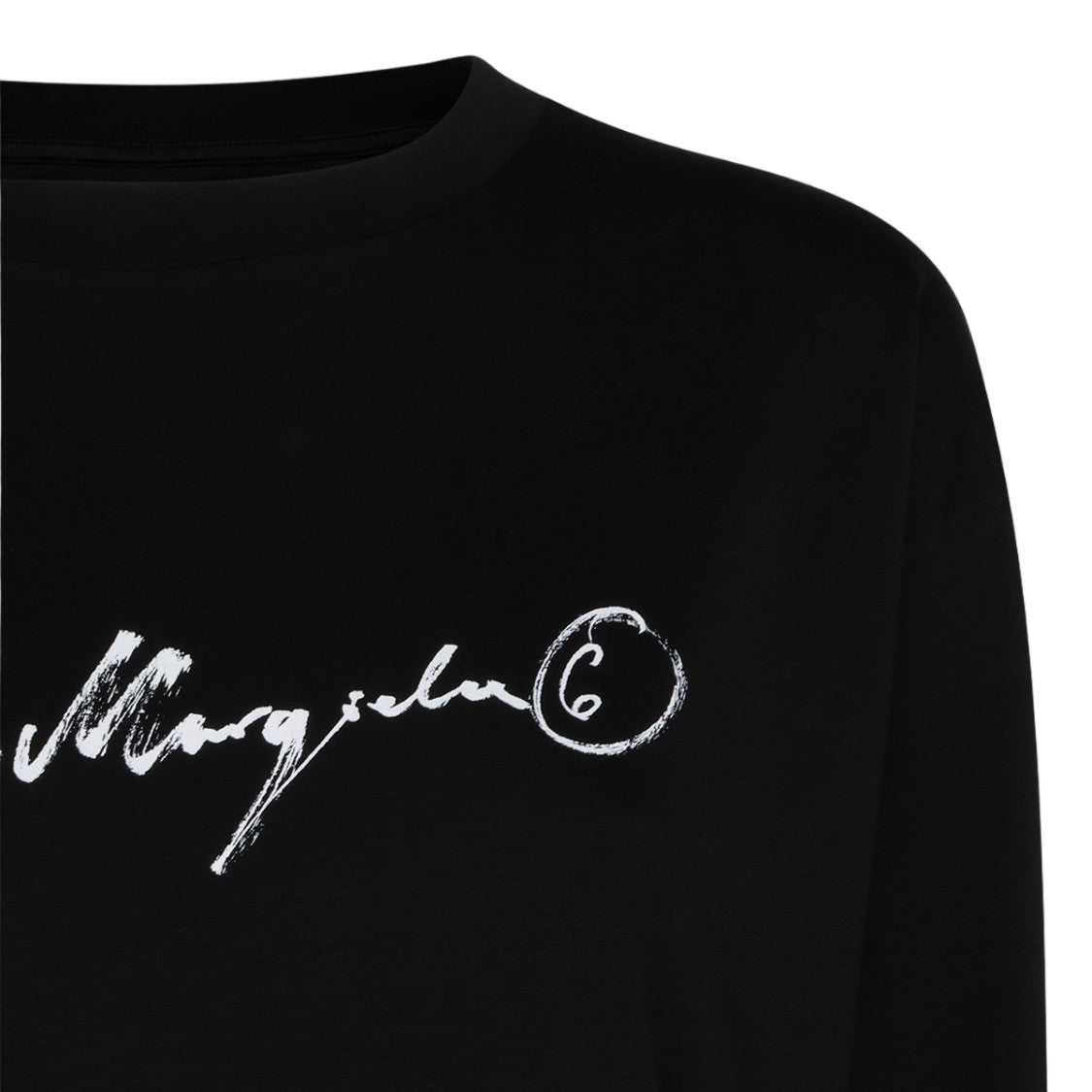 Mm6 By Maison Margiela Long-Sleeved Black Top With Handwritten Logo Detail