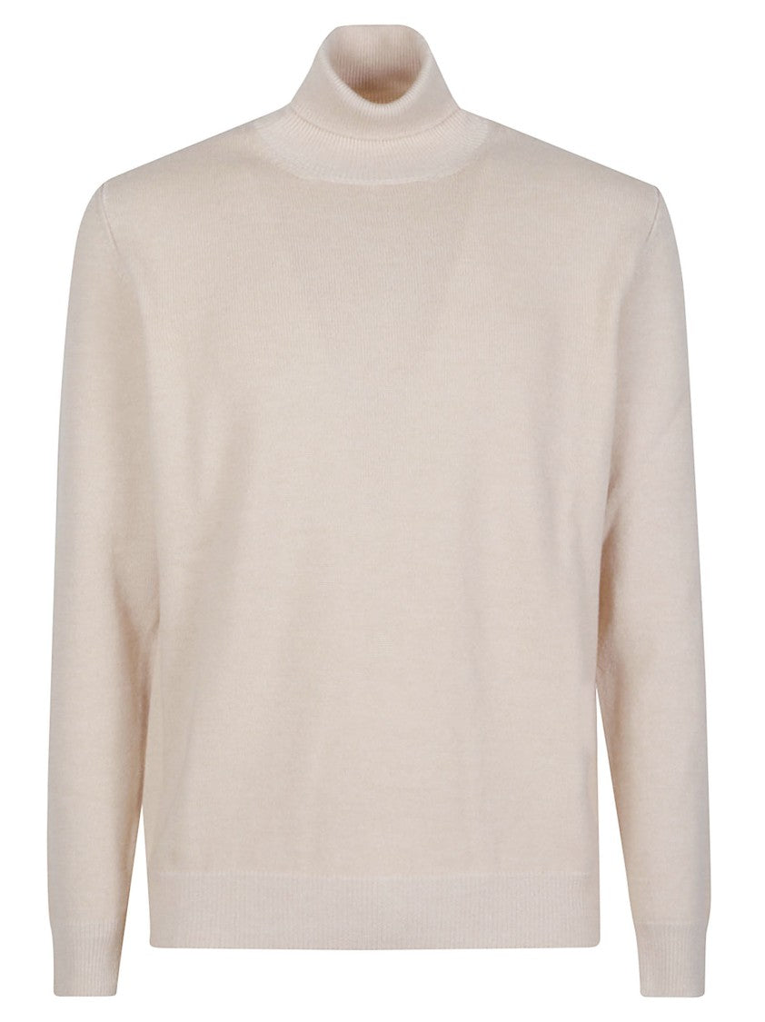 Lardini Finely Knit Ribbed Virgin Wool-Cashmere Turtleneck
