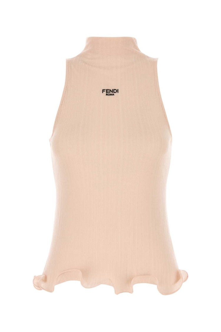 Fendi Light Pink Cotton Tank Top