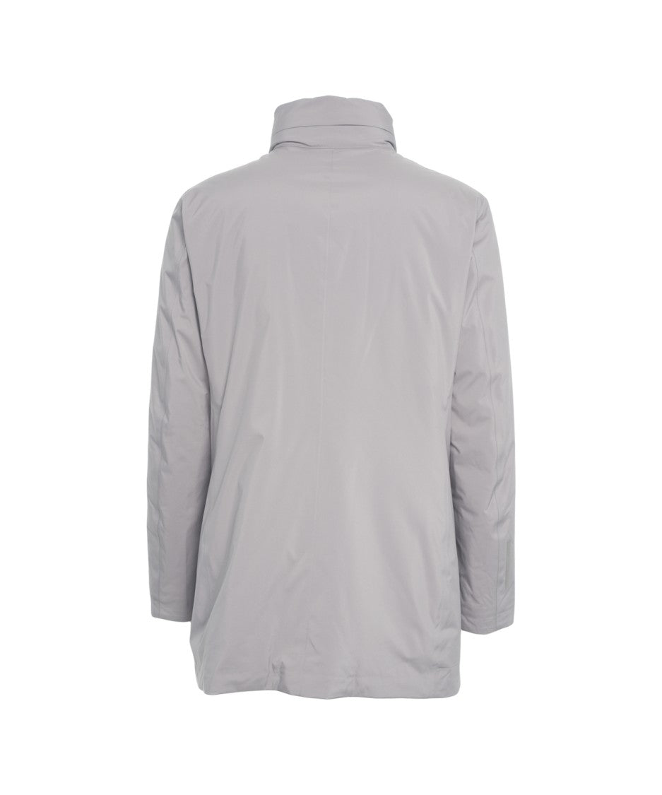 People Of Shibuya Minimalist High Collar Grey Coat With Snap Closure