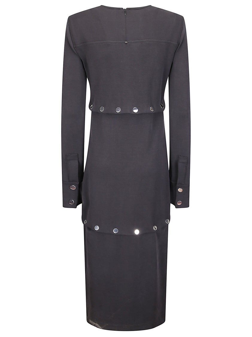 Sportmax Long Slim Fit Dress With Contrasting Appliqués And Back Zip Closure